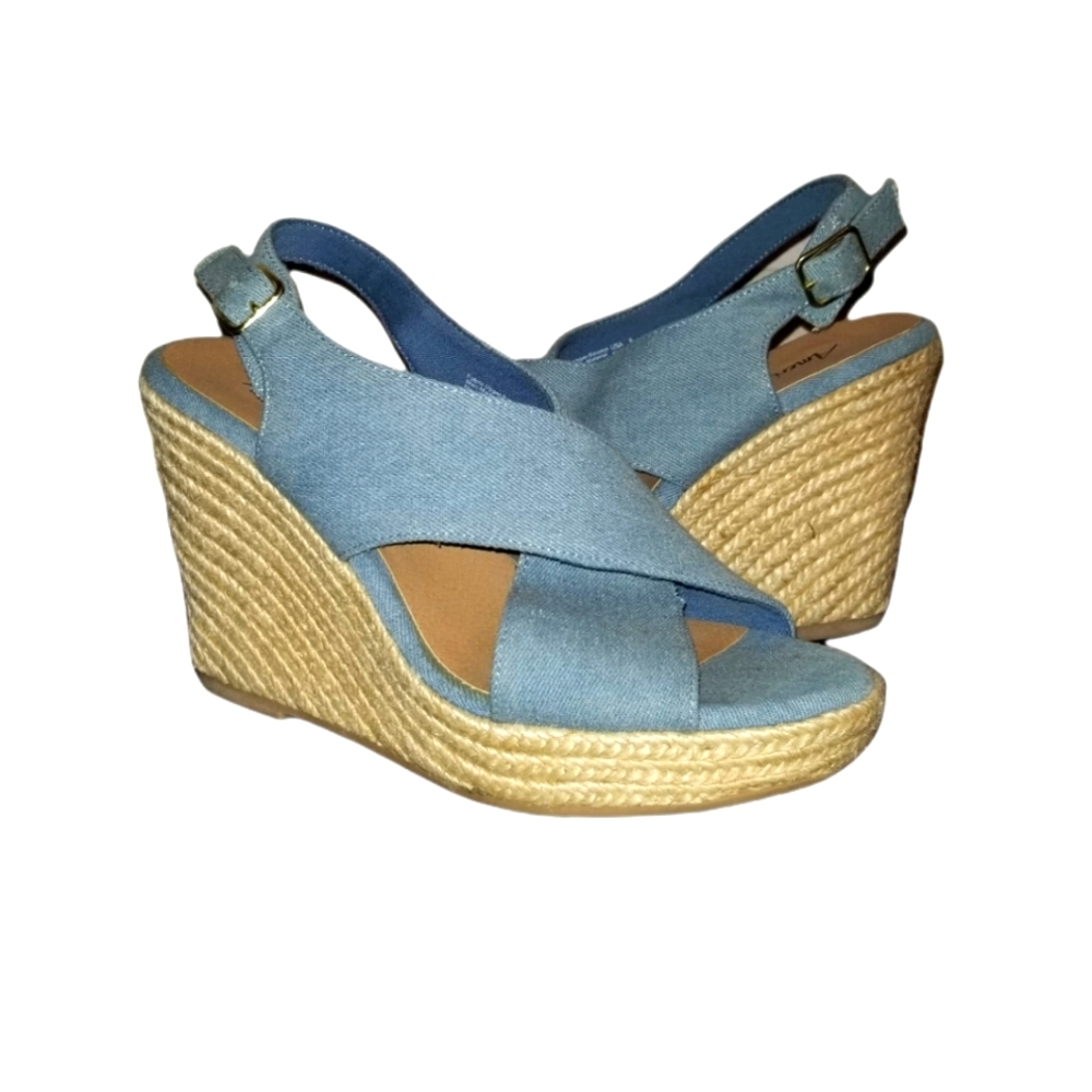 Blue Denim Wedge Sandles